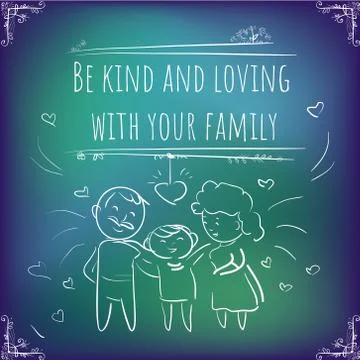 Hundred important reminders - notes - Be kind and loving with your family - D Stock Illustration