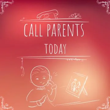 Hundred important reminders - notes - Call Parents - Red and flesh Gradient b Stock Illustration