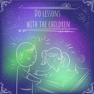 Hundred important reminders - notes -  Do lessons with the children - Blue an Stock Illustration