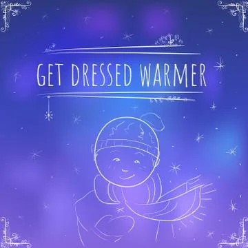 Hundred important reminders - notes - Get Dressed Warmer - Winter blue Gradie Stock Illustration