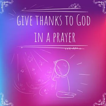 Hundred important reminders - notes - Give Thanks to God in a prayer - Pink,  Stock Illustration