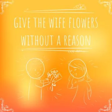 Hundred important reminders - notes - Give the Wife Flowers - Yellow and oran Stock Illustration