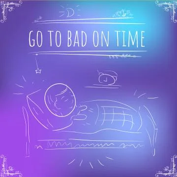 Hundred important reminders - notes - Go to Bad on Time - Blue, purple and vi Stock Illustration
