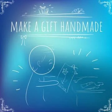 Hundred important reminders - notes - Make a Gift Handmade - Blue gradient ba Stock Illustration