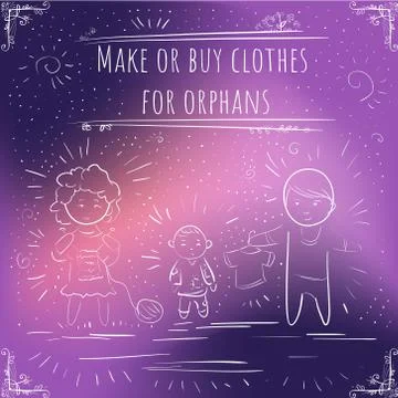 Hundred important reminders - notes -  Make or buy clothes for orphans - Viol Stock Illustration
