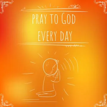 Hundred important reminders - notes - Pray to God  Every Day  - Orange gradie Stock Illustration