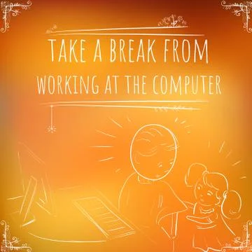 Hundred important reminders - notes - take a break from working at the comput Stock Illustration