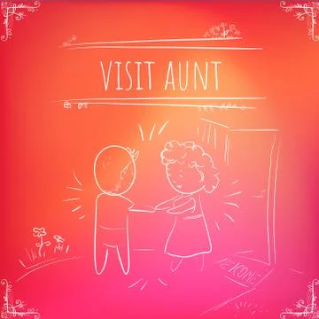Hundred important reminders - notes -  Visit  the Aunt - Red and purple gradi Stock Illustration