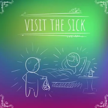 Hundred important reminders - notes - Visit the Sick - Green, blue and purple Stock Illustration