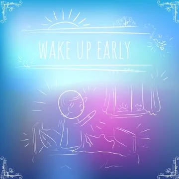 Hundred important reminders - notes - Wake Up Early - Light blue and pink gra Stock Illustration