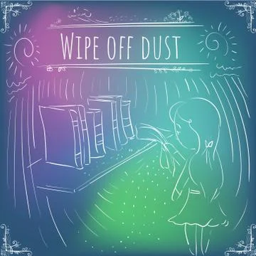 Hundred important reminders - notes -  Wipe off dust - Blue gradient backgrou Stock Illustration