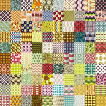 Hundred seamless patterns Stock Illustration
