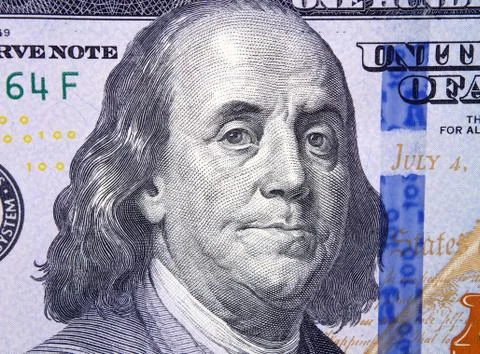Hundred us dollars macro closeup Foto stock