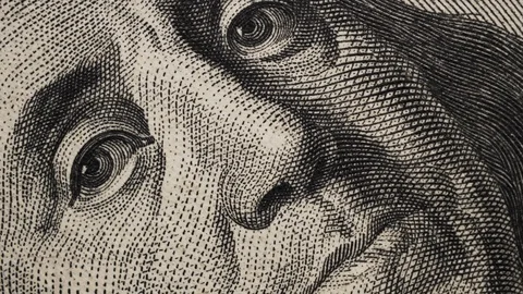 Hundred USD cash macro view. 100 Dollar Cash Stop Motion. Background Bill Sig Stock Footage 120330071