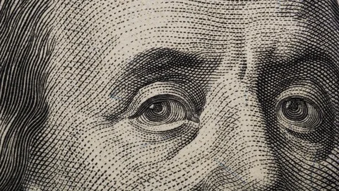 Hundred USD cash macro view. 100 Dollar Cash Stop Motion. Background Bill Sig Stock Footage 120848378