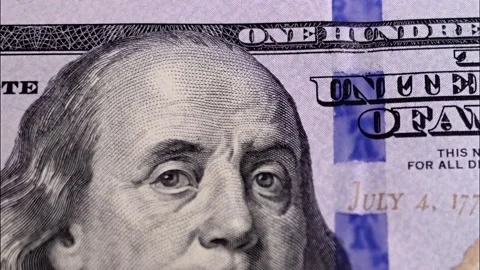 Hundred USD cash macro view. 100 Dollar Cash Stop Motion Stock Footage 230035558