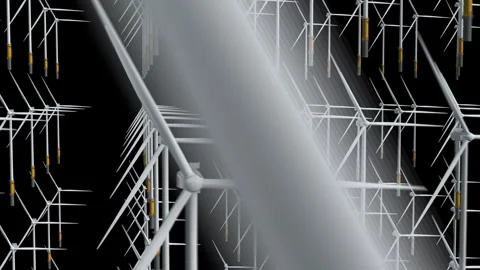 Hundreds of 3D Rendered Wind Turbines Spinning on Black Background. Stock Footage 333118365