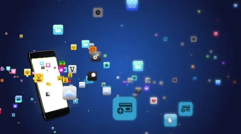 Hundreds Of Apps Being Downloaded By A Smartphone 스톡 동영상 58849917