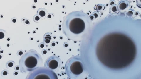Hundreds of eggs, spawn or spores flying in the air. Sci-fi scene picturing some Stock Footage 226414582