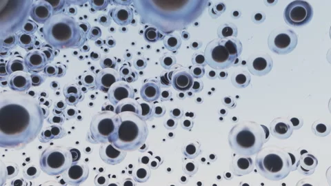 Hundreds of eggs, spawn or spores flying in the air. Sci-fi scene picturing some Stock Footage 226415435