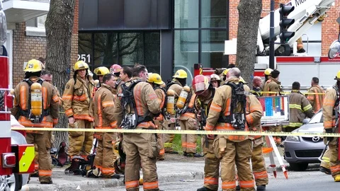 Hundreds of fire crews at intervention Stock Footage 114708026