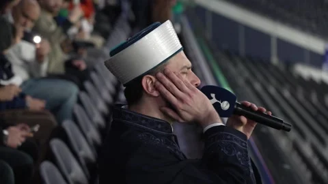 Hundreds gather to break Ramadan fast at Tottenham stadium Stock Footage 330266717