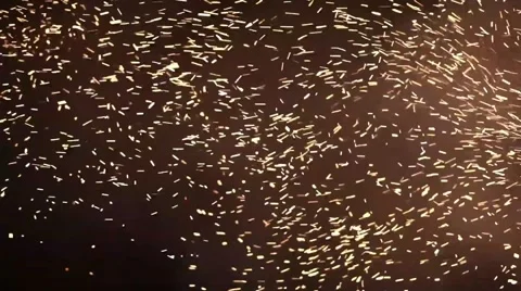 Hundreds of Glowing Firefly Like Sparks From A Fire Video stock 61325854