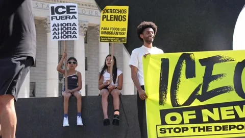 Hundreds join ICE out of New York protest, NEW YORK, US - 10 Aug 2025 Stock Footage 314591875