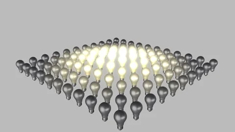 Hundreds of light bulb glowing together beautiful animation animation Stock Footage 133648438