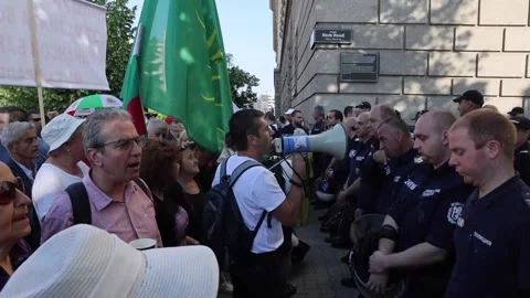 Hundreds of people protest in Sofia against the introduction of the euro as offi Stock Footage 310680007