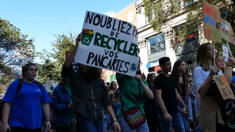Hundreds of people walking for climate action Stock Footage 119949119