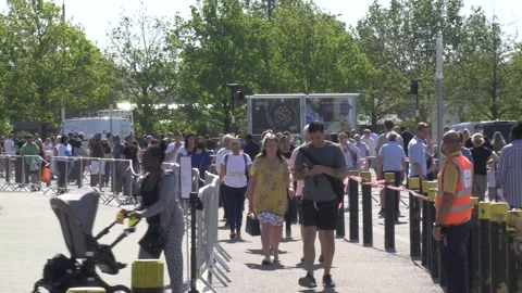 Hundreds queue outside Ikea in Greenwich on day of reopening Stock Footage 273012367