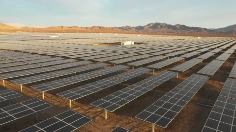 Hundreds solar energy  panels rows along the dry lands at Atacama Desert, Видео 147227032