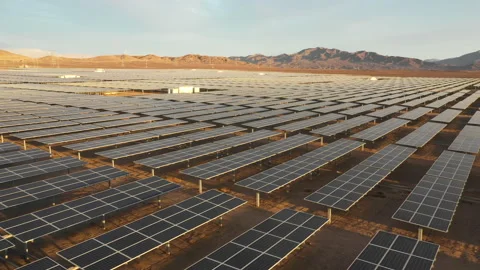 Hundreds solar energy  panels rows along the dry lands at Atacama Desert, Stock-Footage 147230102