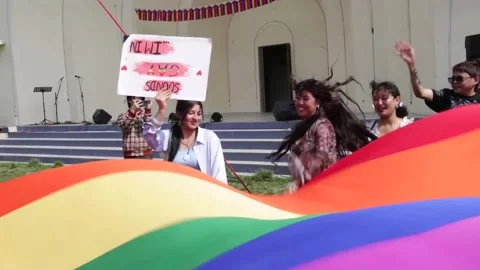 Hundreds take part in 8th annual LGBTQ+ Pride Parade in Kathmandu, Kathmandu, NP Stock Footage 337566870