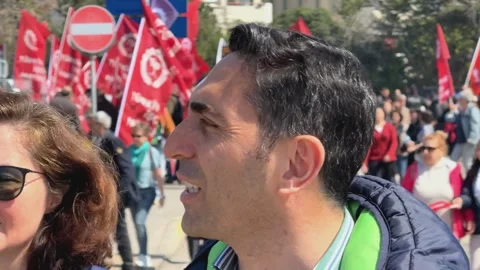 Hundreds of thousands, maybe millions, gather at Istanbul rally to protest again Stock Footage 305677640