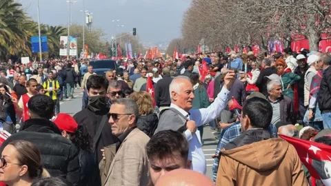 Hundreds of thousands, maybe millions, gather at Istanbul rally to protest again Stock Footage 305678121