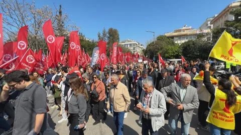 Hundreds of thousands of Turks protested on Saturday against jailing Stock Footage 305677255