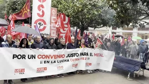 Hundreds of workers march in Spain's Santander for 'fair' metal agreement, Santa Stock-Footage 307283731