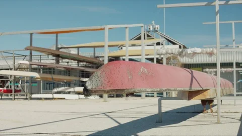 Hung rowboat Stock Footage 124893045