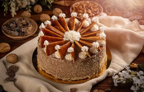 Hungarian Dobos cake Stock Photos