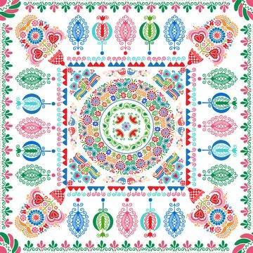 Hungarian embroidery pattern 101 Stock Illustration