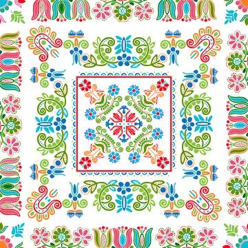 Hungarian embroidery pattern 135 Stock Illustration