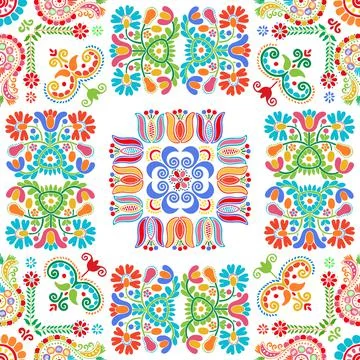 Hungarian embroidery pattern 136 Stock Illustration
