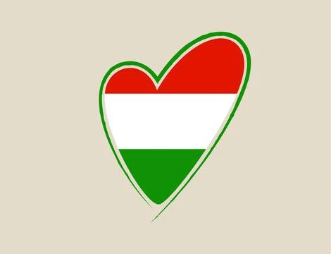 Hungarian flag in a heart shape symbolizing national pride and patriotic lo.. Stock Illustration