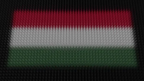 Hungarian Flag Light Shining on Scrolling Bullets Stock Footage 294100293