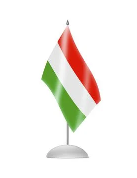 The Hungarian flag. Table Flag. Isolated on white Stock Illustration