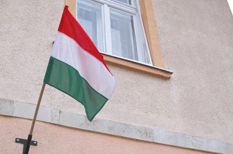 Hungarian Flag on the Wall Foto stock