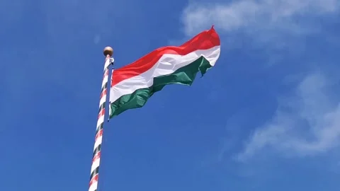 Hungarian Flag Waving in the Wind Stock Footage 296783348