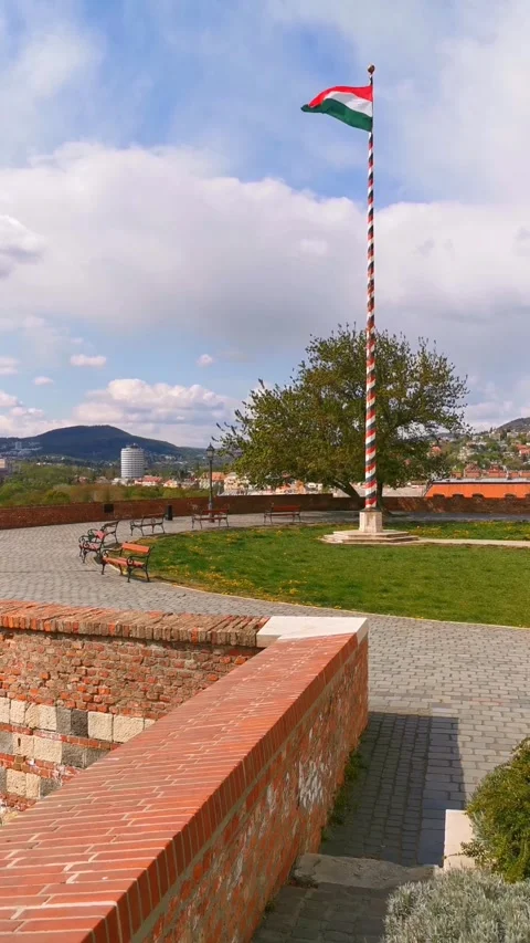 Hungarian Flag Waving in the Wind Stock Footage 296783352